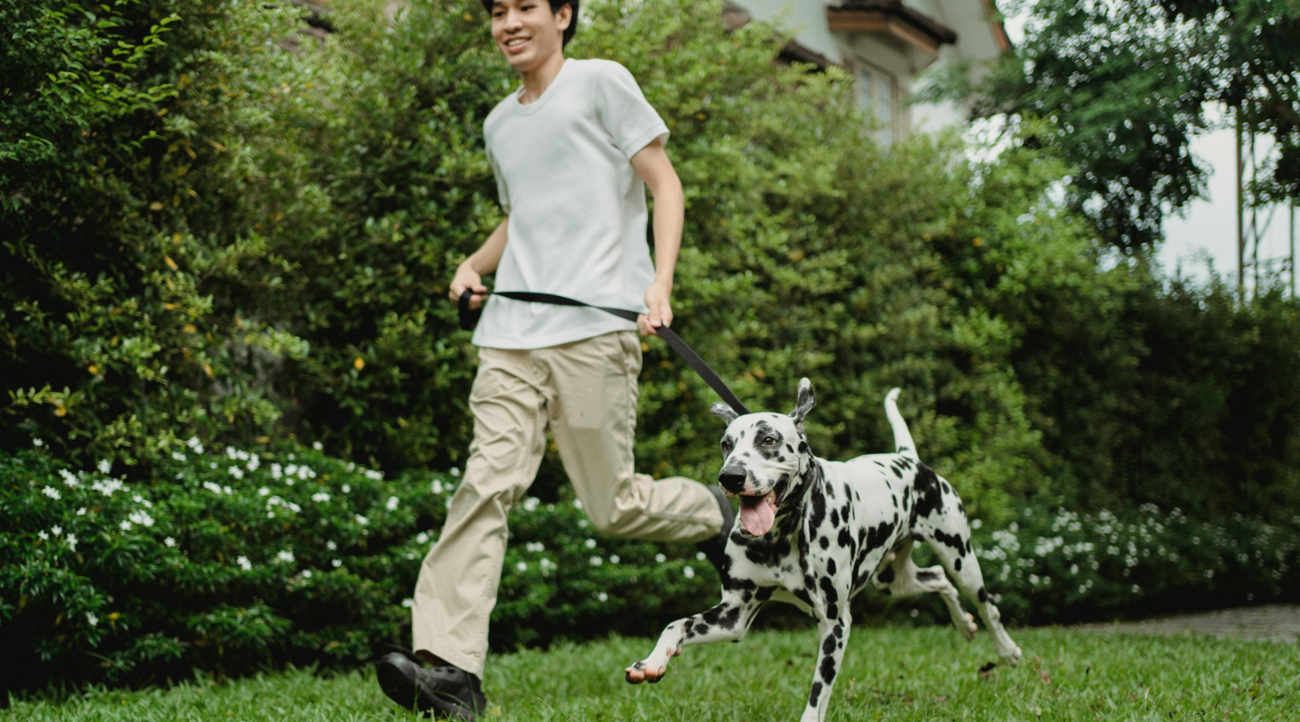 Man running with his dog